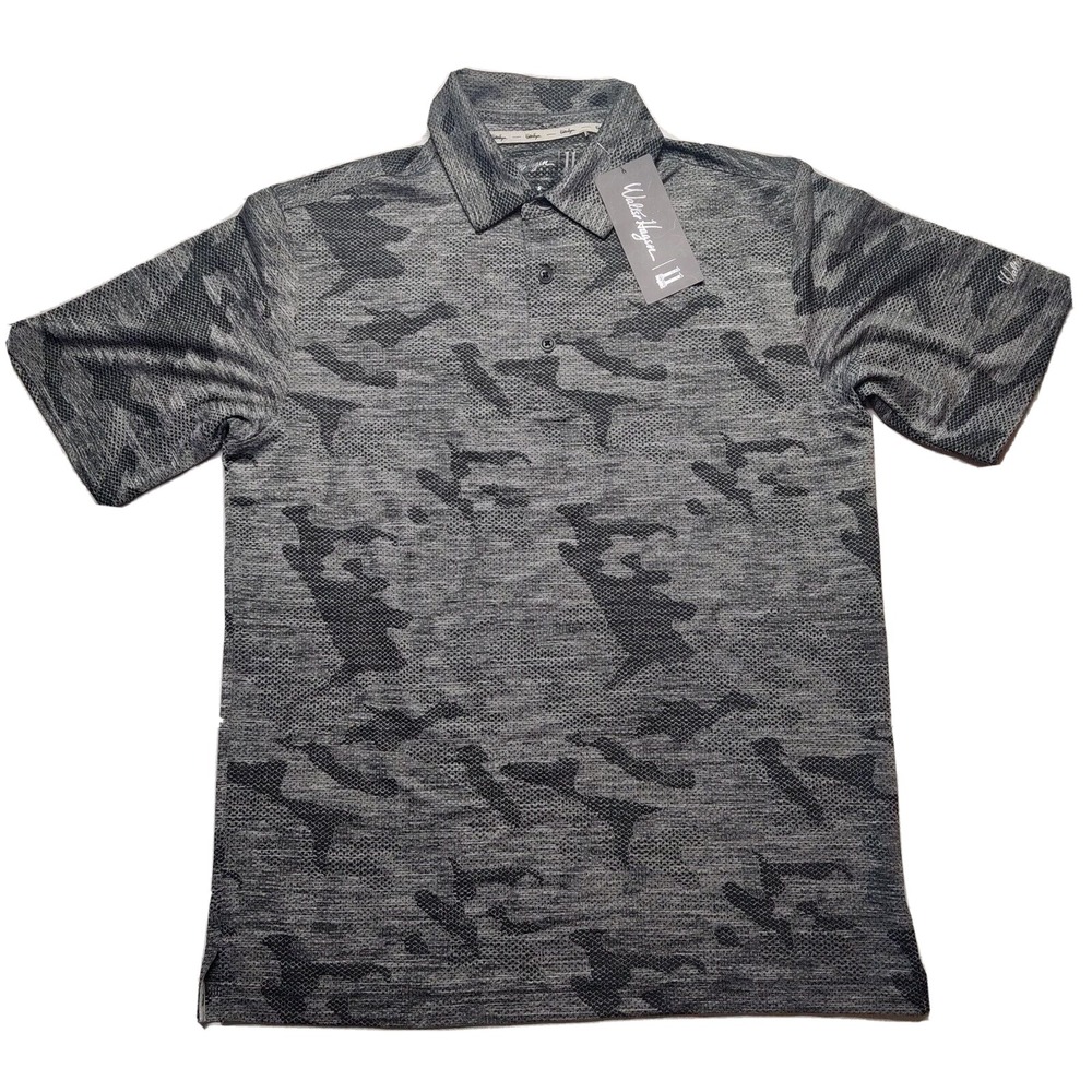 WALTER HAGEN‎ Perfect 11 Men Small Black Jacquard Golf Polo Shirt NEW